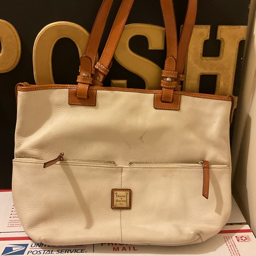 Dooney & Bourke Cream and Tan Leather Tote
